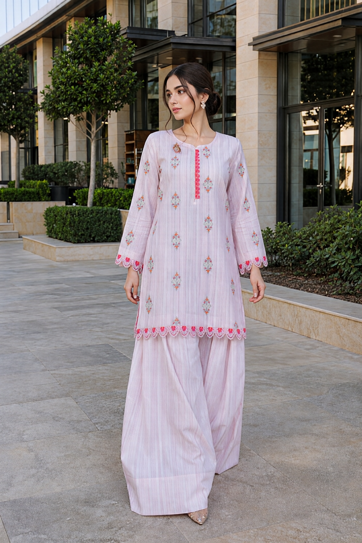 Serene Blush Pink – Embroidered 2-Piece Stitched Suit | Hala.S Clothing