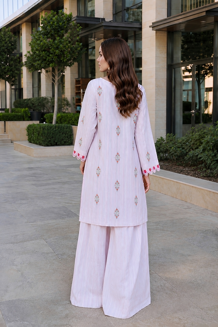 Serene Blush Pink – Embroidered 2-Piece Stitched Suit | Hala.S Clothing